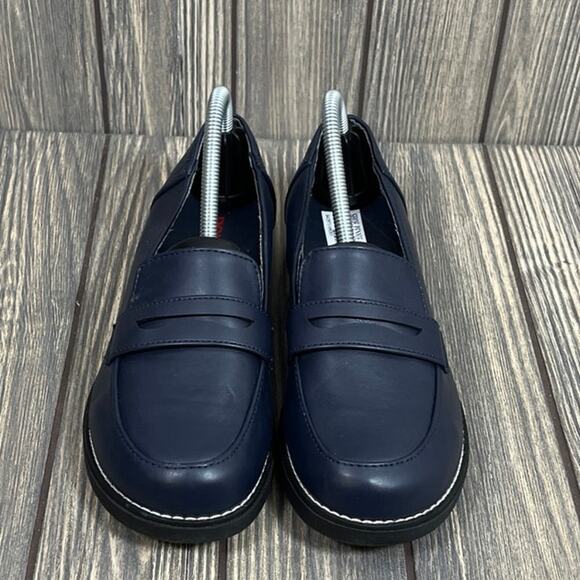 Bongo Women Pennie Loafers Sz 5.5 Teen Y2K 90s Faux Leather Navy Retro Casual - Picture 2 of 9